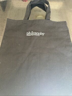Philosophy Black Canvas Duffel Tote with White Logo